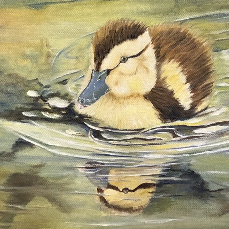 Andunge oljemålning på duk av Sandra Dahlberg genom Sandra Dahlberg Art