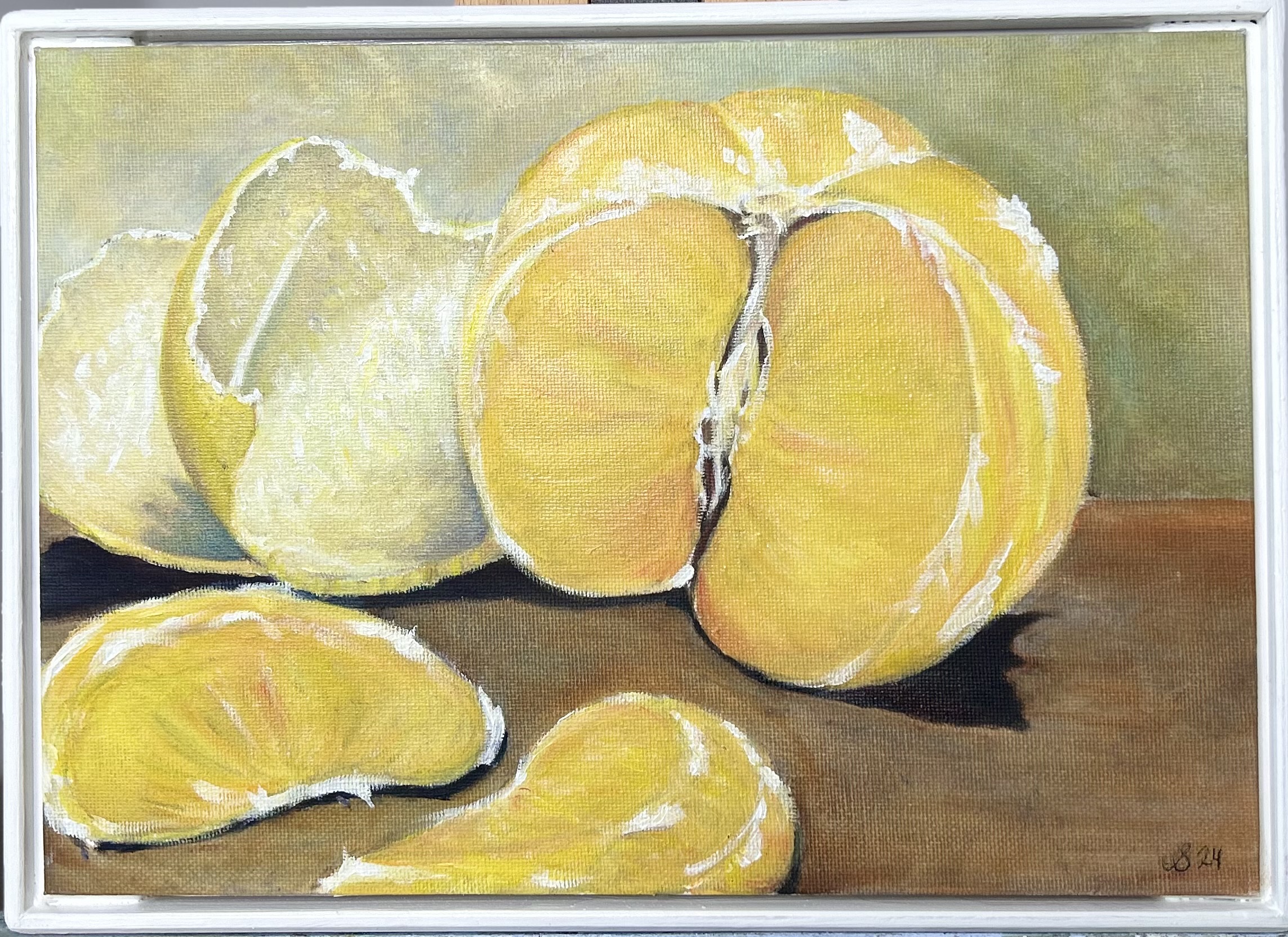 Citrus originalmålning av Sandra Dahlberg genom Sadnra Dahlberg art. Oljemålning på duk